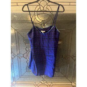 Stevie Howell Women's Orson Windowpane Blue Satin Cami Night Silk Shirt Size M
